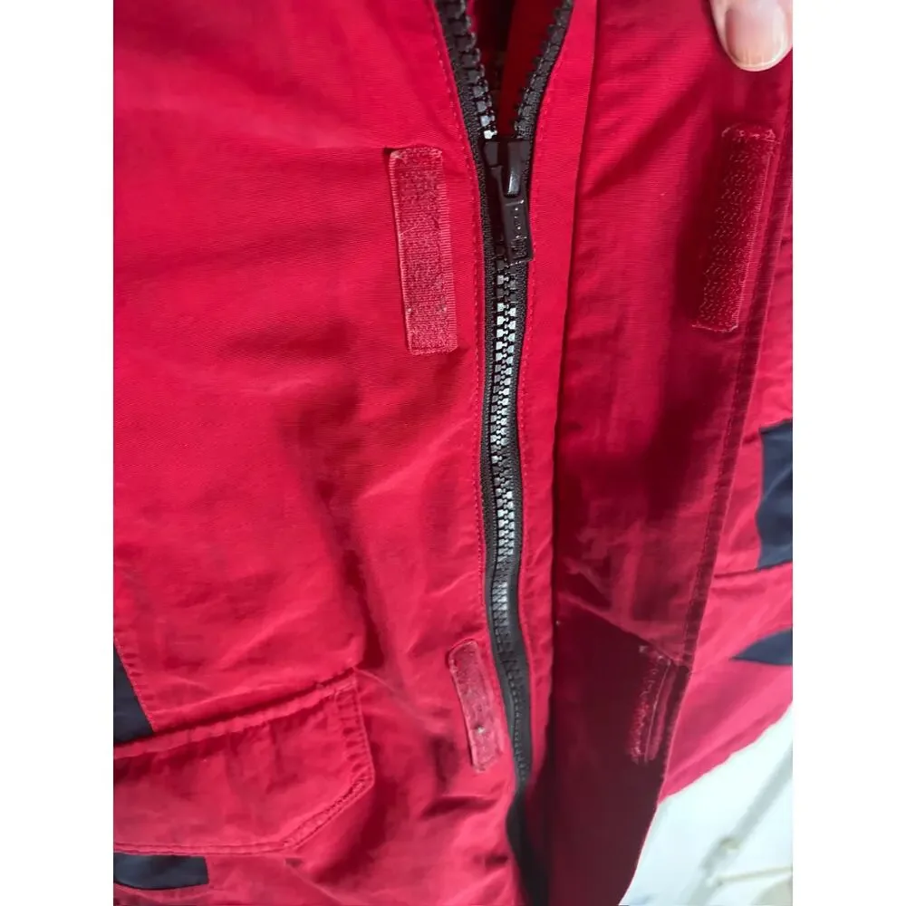 Lands' End Squall Jacket Kids 10–12 Red Black Waterproof Fleece Lined Insulated